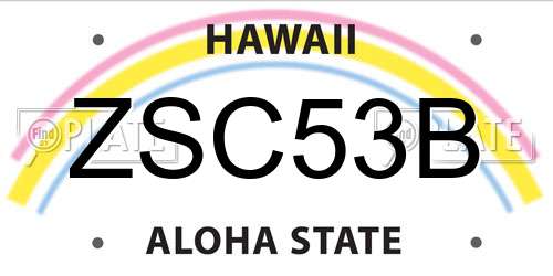 ZSC53B Hawaii License Plate