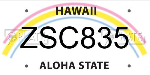 ZSC835 Hawaii License Plate
