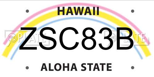ZSC83B Hawaii License Plate