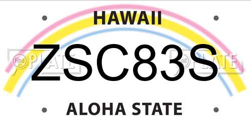 ZSC83S Hawaii License Plate