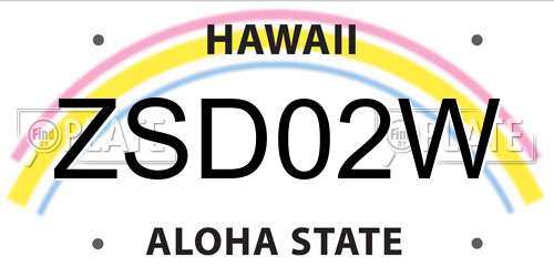 ZSD02W Hawaii License Plate