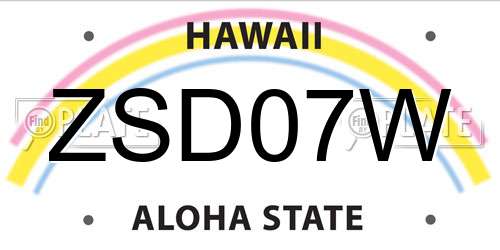 ZSD07W Hawaii License Plate