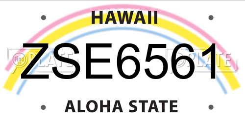 ZSE6561 Hawaii License Plate