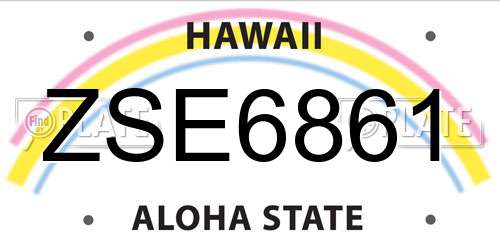 ZSE6861 Hawaii License Plate