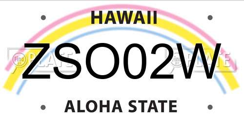 ZSO02W Hawaii License Plate