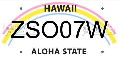 ZSO07W Hawaii License Plate