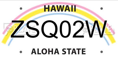 ZSQ02W Hawaii License Plate