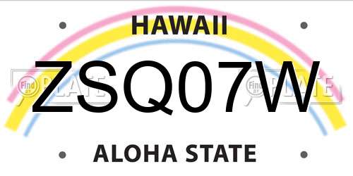 ZSQ07W Hawaii License Plate