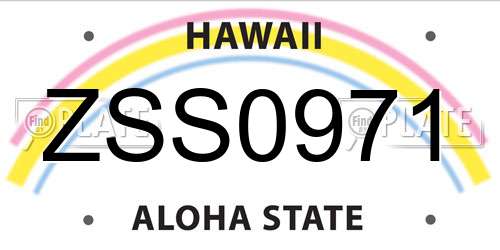 ZSS0971 Hawaii License Plate