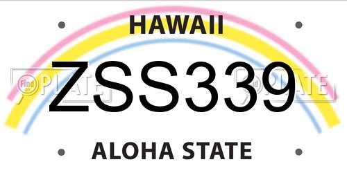 ZSS339 Hawaii License Plate