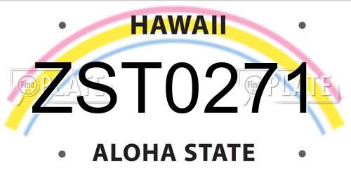ZST0271 Hawaii License Plate