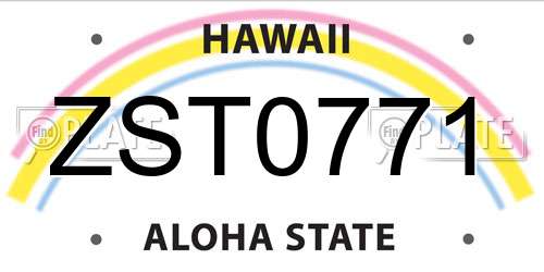 ZST0771 Hawaii License Plate