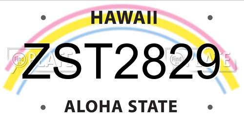 ZST2829 Hawaii License Plate