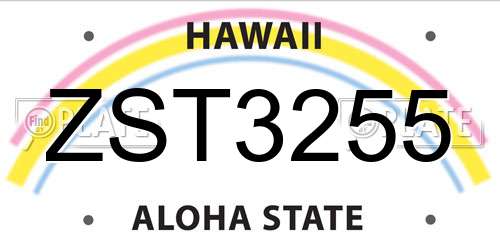 ZST3255 Hawaii License Plate