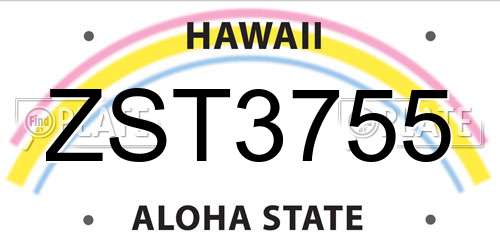 ZST3755 Hawaii License Plate