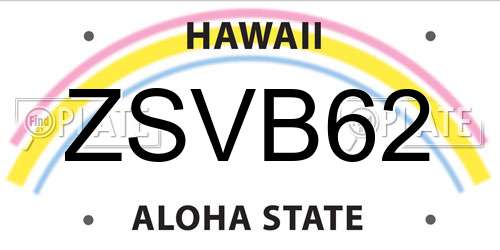 ZSVB62 Hawaii License Plate
