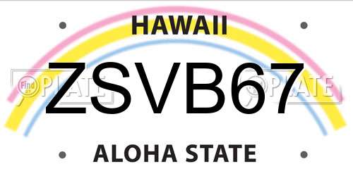 ZSVB67 Hawaii License Plate