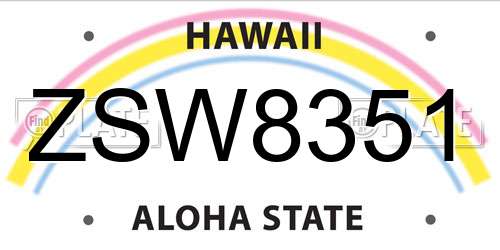 ZSW8351 Hawaii License Plate