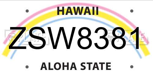 ZSW8381 Hawaii License Plate