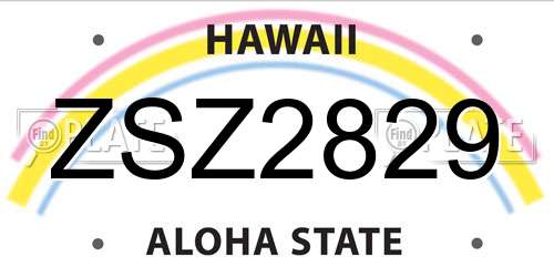 ZSZ2829 Hawaii License Plate