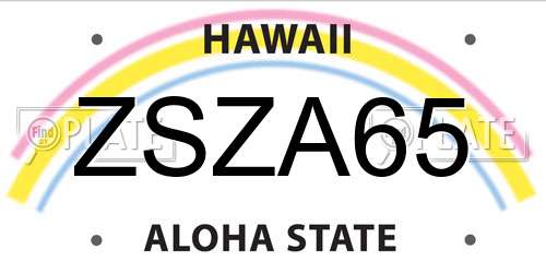 ZSZA65 Hawaii License Plate