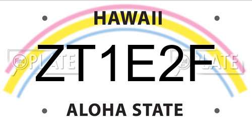 ZT1E2F Hawaii License Plate