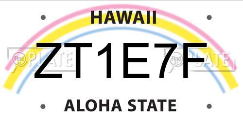 ZT1E7F Hawaii License Plate