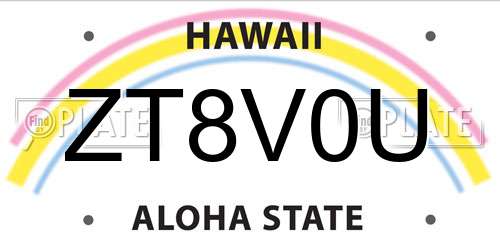 ZT8V0U Hawaii License Plate