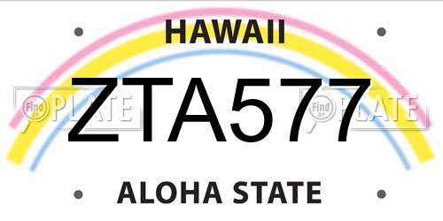 ZTA577 Hawaii License Plate