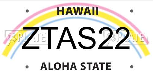 ZTAS22 Hawaii License Plate