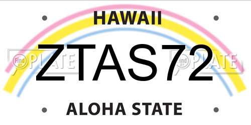ZTAS72 Hawaii License Plate