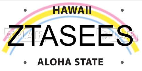 ZTASEES Hawaii License Plate