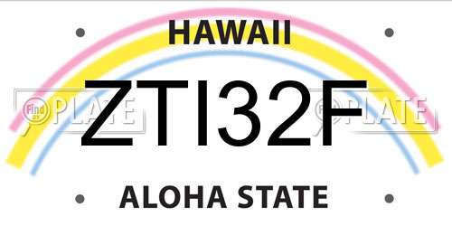 ZTI32F Hawaii License Plate