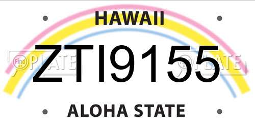 ZTI9155 Hawaii License Plate