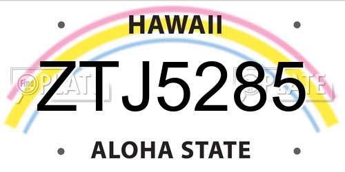 ZTJ5285 Hawaii License Plate