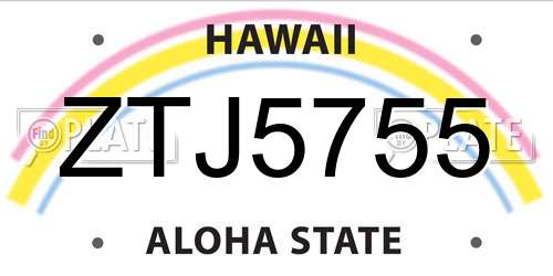 ZTJ5755 Hawaii License Plate