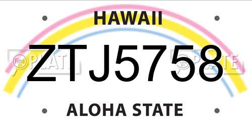 ZTJ5758 Hawaii License Plate