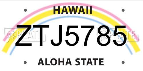 ZTJ5785 Hawaii License Plate