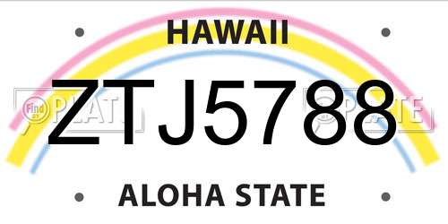 ZTJ5788 Hawaii License Plate