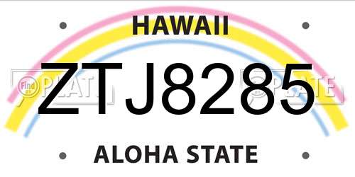 ZTJ8285 Hawaii License Plate