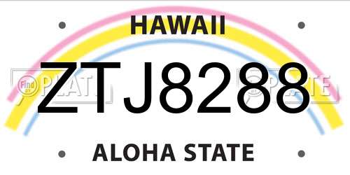 ZTJ8288 Hawaii License Plate