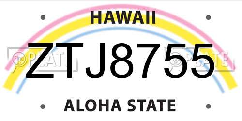 ZTJ8755 Hawaii License Plate