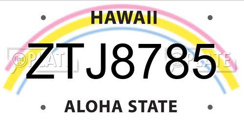 ZTJ8785 Hawaii License Plate