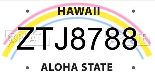 ZTJ8788 Hawaii License Plate