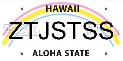 ZTJSTSS Hawaii License Plate