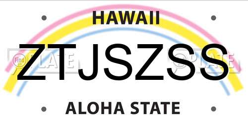 ZTJSZSS Hawaii License Plate
