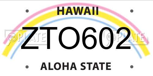 ZTO602 Hawaii License Plate