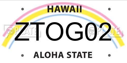 ZTOG02 Hawaii License Plate