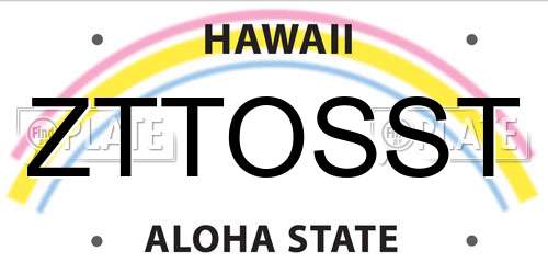 ZTTOSST Hawaii License Plate