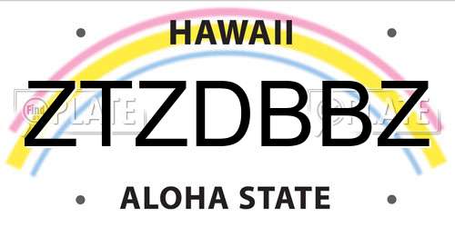 ZTZDBBZ Hawaii License Plate